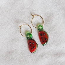 Load image into Gallery viewer, Lampwork Watermelon Hoops