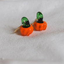 Load image into Gallery viewer, Lampwork Pumpkin Hoops