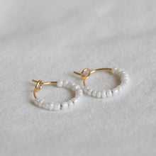 Load image into Gallery viewer, White Beaded Hoops