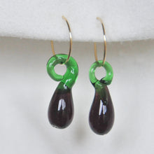 Load image into Gallery viewer, Lampwork Aubergine Hoops