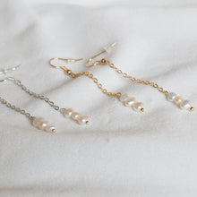 Load image into Gallery viewer, Triple Pearl Chain Earrings