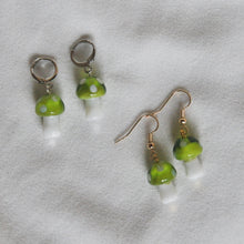 Load image into Gallery viewer, Green Mushroom Earrings
