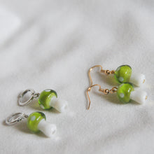 Load image into Gallery viewer, Green Mushroom Earrings
