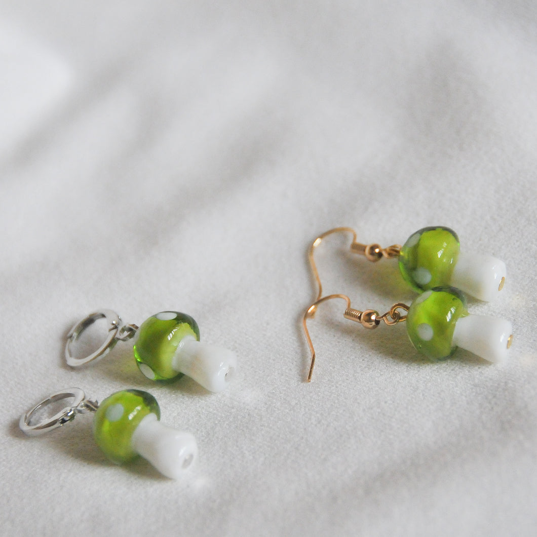 Green Mushroom Earrings