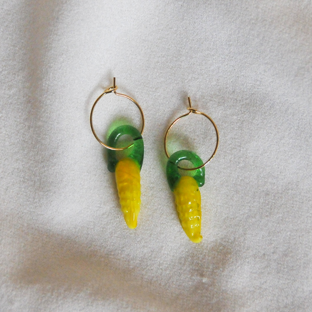 Lampwork Corn Hoops