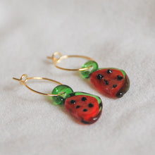 Load image into Gallery viewer, Lampwork Watermelon Hoops
