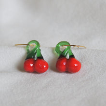 Load image into Gallery viewer, Lampwork Cherry Hoops
