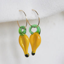 Load image into Gallery viewer, Lampwork Banana Hoops
