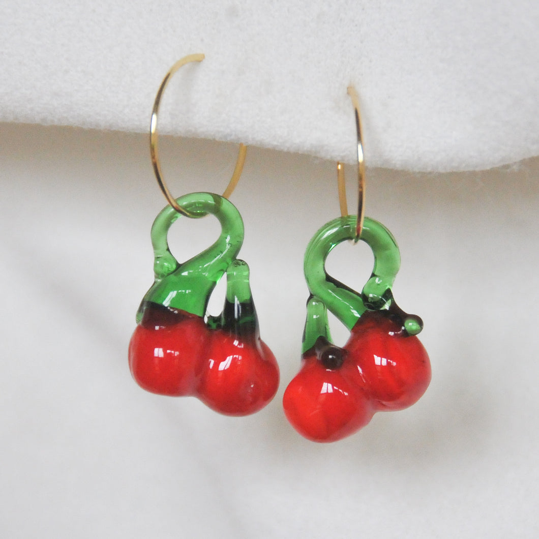 Lampwork Cherry Hoops