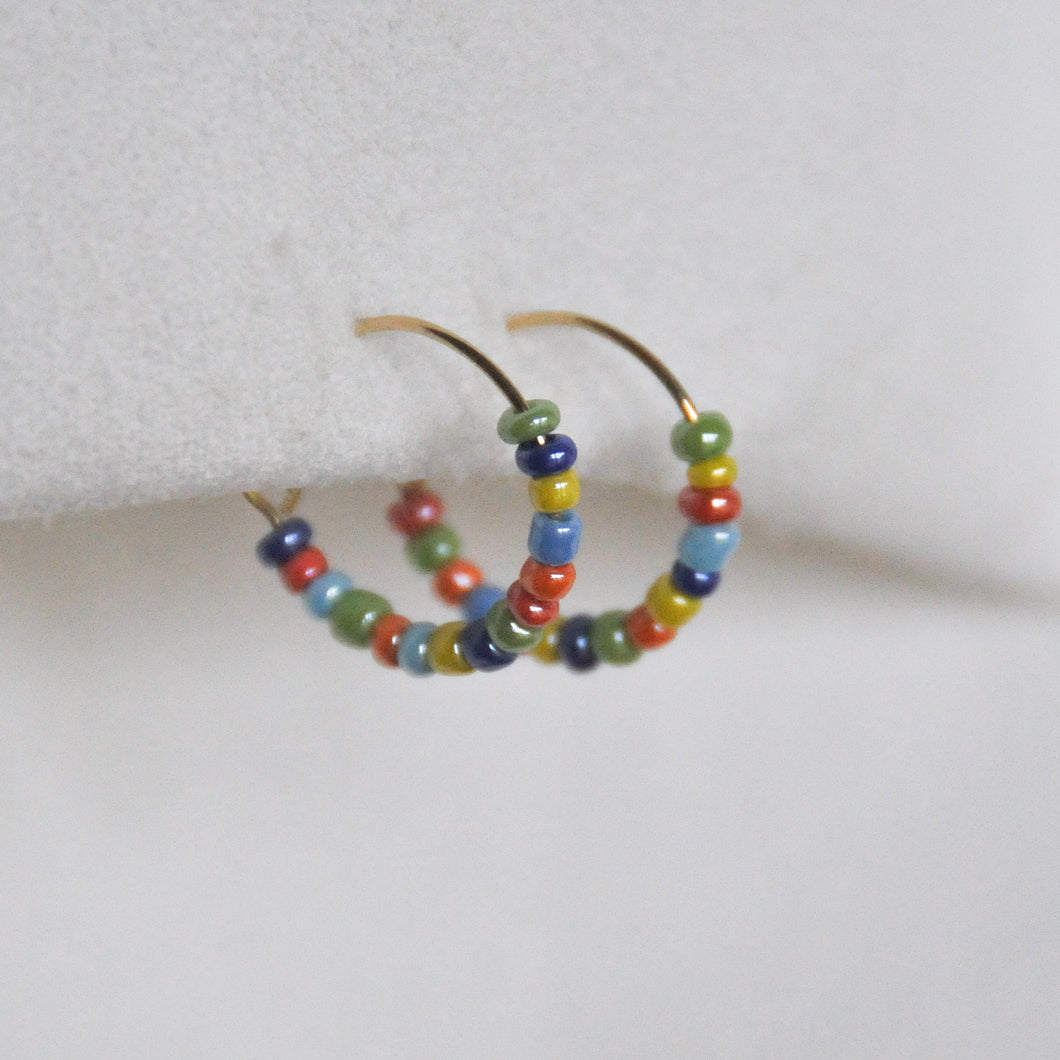 Rainbow Beaded Hoops